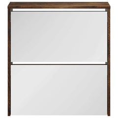 vidaXL Shoe Cabinet with Mirror 2-Layer Smoked Oak 63x17x67 cm 4