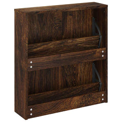 vidaXL Shoe Cabinet with Mirror 2-Layer Smoked Oak 63x17x67 cm 6