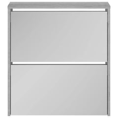 vidaXL Shoe Cabinet with Mirror 2-Layer Grey Sonoma 63x17x67 cm 4