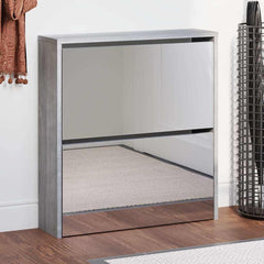 vidaXL Shoe Cabinet with Mirror 2-Layer Grey Sonoma 63x17x67 cm 1