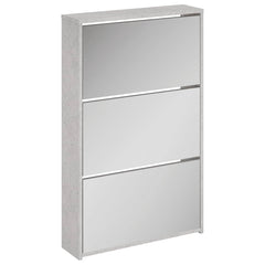 vidaXL Shoe Cabinet with Mirror 3-Layer Concrete Grey 63x17x102.5 cm 2