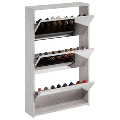 vidaXL Shoe Cabinet with Mirror 3-Layer Concrete Grey 63x17x102.5 cm 3