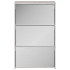 vidaXL Shoe Cabinet with Mirror 3-Layer Concrete Grey 63x17x102.5 cm 4
