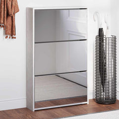 vidaXL Shoe Cabinet with Mirror 3-Layer Concrete Grey 63x17x102.5 cm 1