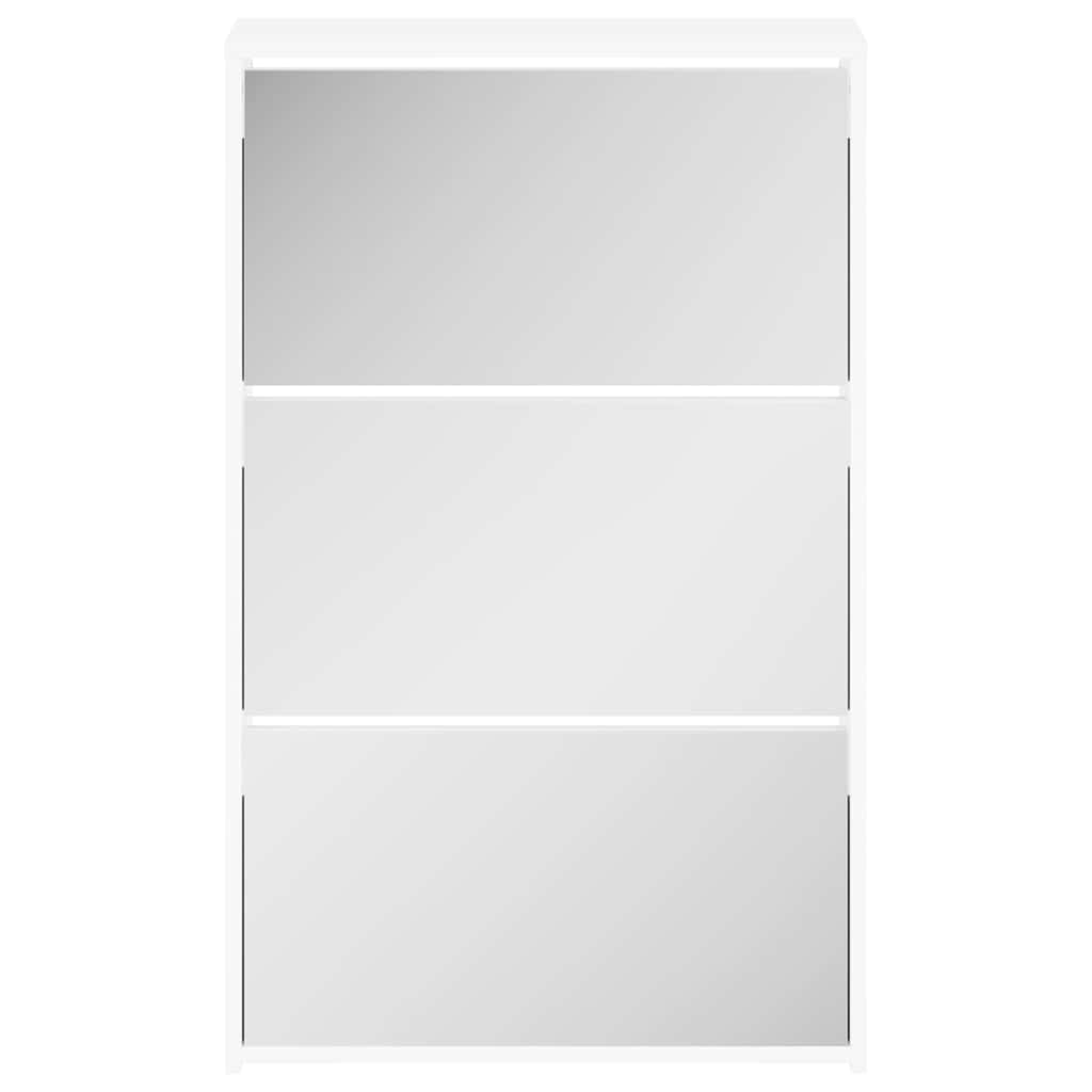 vidaXL Shoe Cabinet with Mirror 3-Layer High Gloss White 63x17x102.5 cm 4