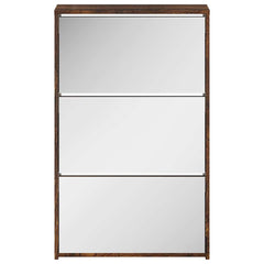 vidaXL Shoe Cabinet with Mirror 3-Layer Smoked Oak 63x17x102.5 cm 4
