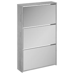 vidaXL Shoe Cabinet with Mirror 3-Layer Grey Sonoma 63x17x102.5 cm 2