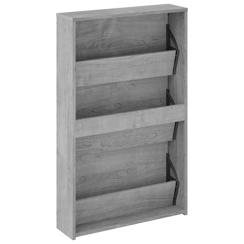 vidaXL Shoe Cabinet with Mirror 3-Layer Grey Sonoma 63x17x102.5 cm 6