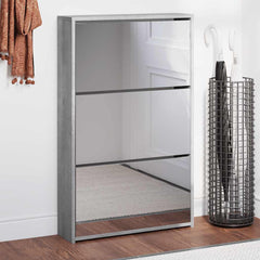 vidaXL Shoe Cabinet with Mirror 3-Layer Grey Sonoma 63x17x102.5 cm 1