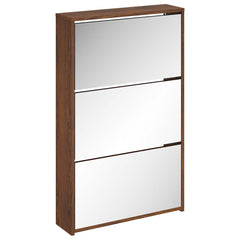 vidaXL Shoe Cabinet with Mirror 3-Layer Brown Oak 63x17x102.5 cm 2