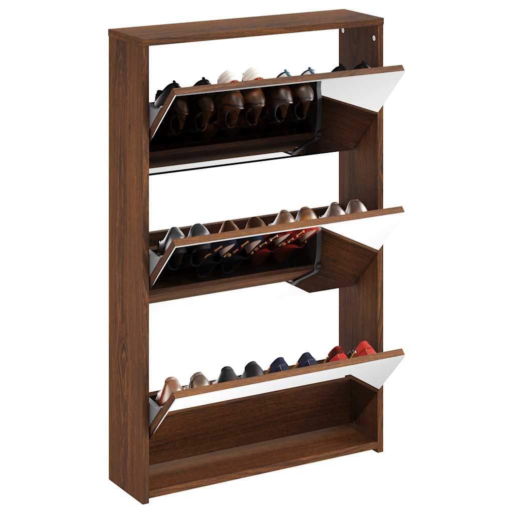 vidaXL Shoe Cabinet with Mirror 3-Layer Brown Oak 63x17x102.5 cm 3