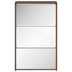 vidaXL Shoe Cabinet with Mirror 3-Layer Brown Oak 63x17x102.5 cm 4