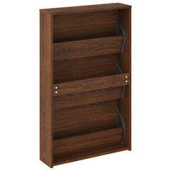 vidaXL Shoe Cabinet with Mirror 3-Layer Brown Oak 63x17x102.5 cm 6
