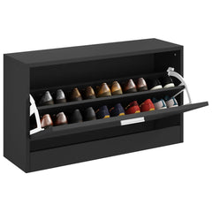 vidaXL Shoe Bench Black 80x24x45 cm Engineered Wood 3