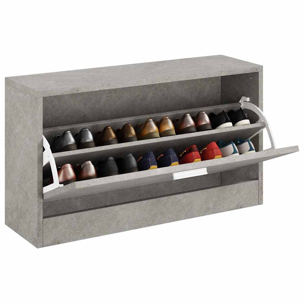 vidaXL Shoe Bench Concrete Grey 80x24x45 cm Engineered Wood 3
