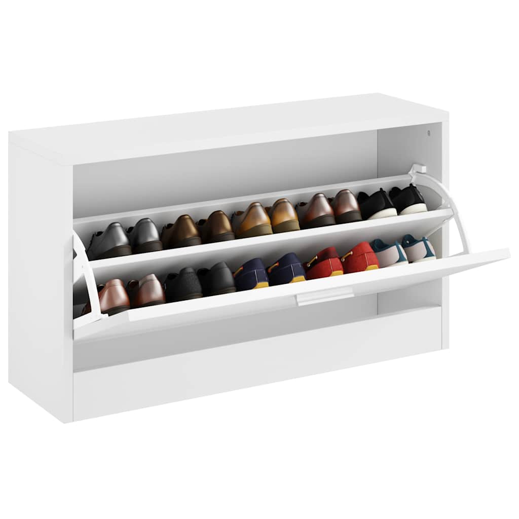vidaXL Shoe Bench High Gloss White 80x24x45 cm Engineered Wood 3