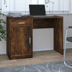 vidaXL Desk | Smoked Oak | Engineered Wood | 100 cm x 40 cm x 73 cm | Desk 1