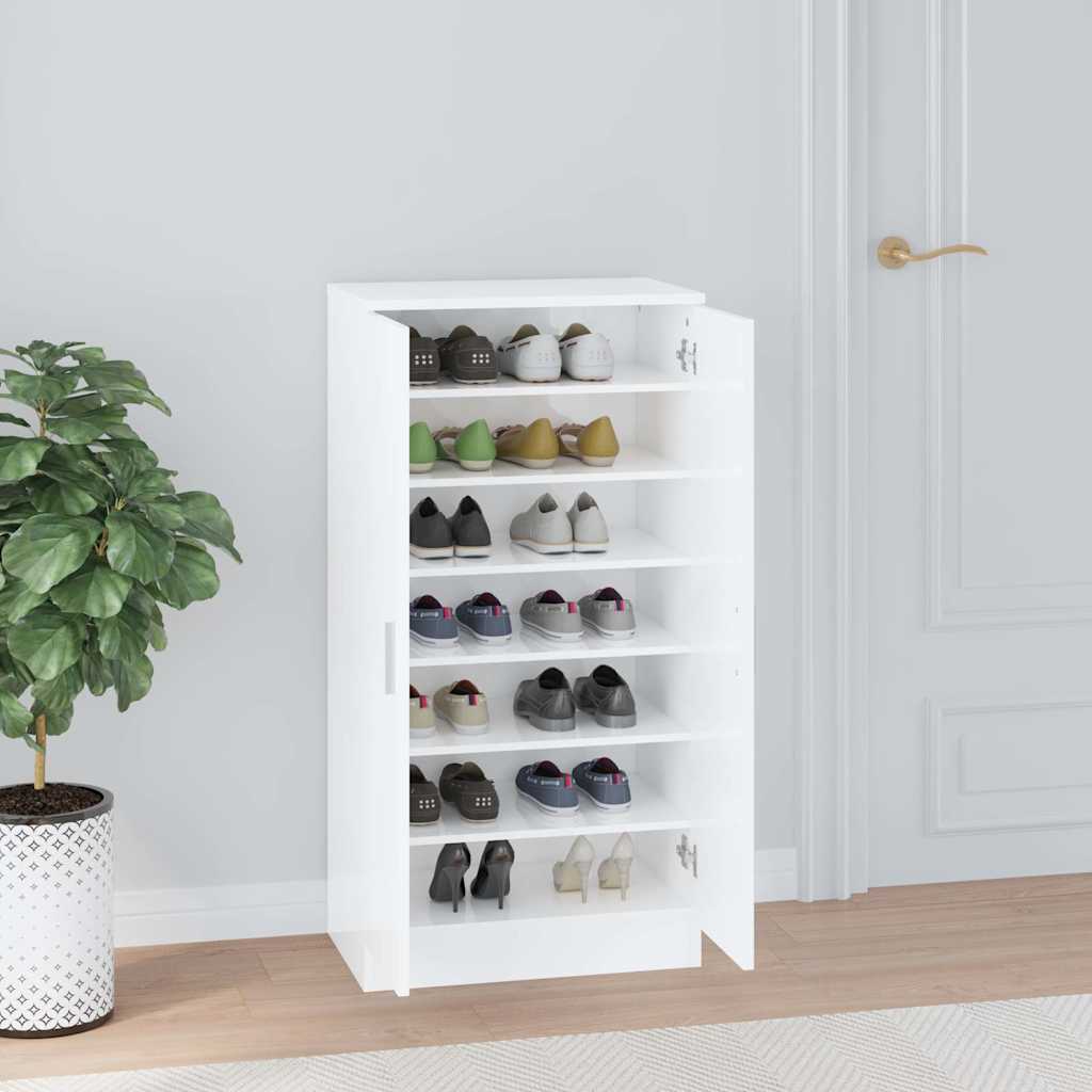 vidaXL Shoe Cabinet High Gloss White 55x35x108 cm Engineered Wood 3