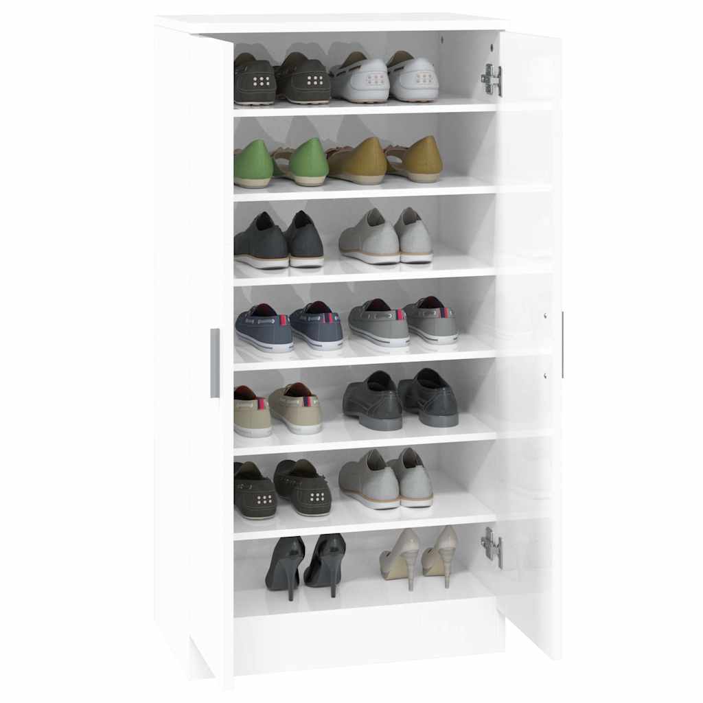 vidaXL Shoe Cabinet High Gloss White 55x35x108 cm Engineered Wood 4