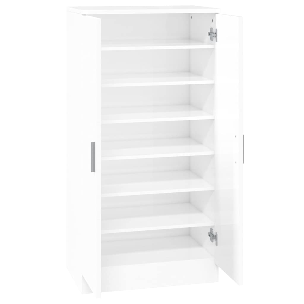 vidaXL Shoe Cabinet High Gloss White 55x35x108 cm Engineered Wood 6