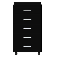 Drawer Cabinet with Castors Black Engineered Wood, image 6