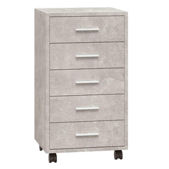 vidaXL Drawer Cabinet with Castors Concrete Grey Engineered Wood 2
