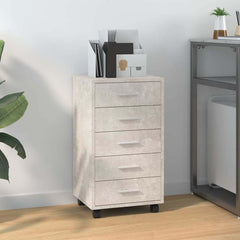 vidaXL Drawer Cabinet with Castors Concrete Grey Engineered Wood 1
