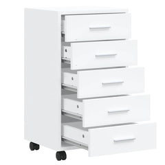 Drawer Cabinet with Castors High Gloss White Engineered Wood, image 5