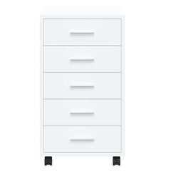 Drawer Cabinet with Castors High Gloss White Engineered Wood, image 6