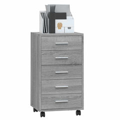 Drawer Cabinet with Castors Grey Sonoma Engineered Wood, image 3