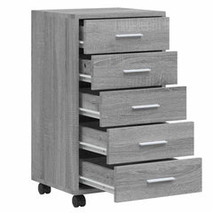 Drawer Cabinet with Castors Grey Sonoma Engineered Wood, image 5