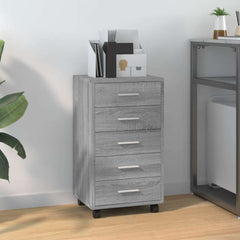 Drawer Cabinet with Castors Engineered Wood Grey sonoma
