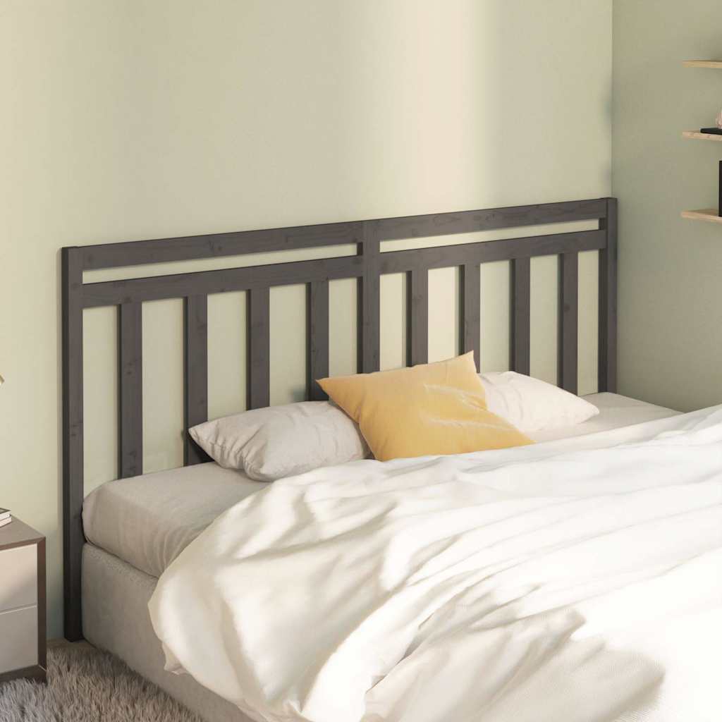 vidaXL Bed Headboard Grey 186x4x100 cm Solid Wood Pine 3
