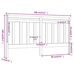 vidaXL Bed Headboard Black 186x4x100 cm Solid Wood Pine 6