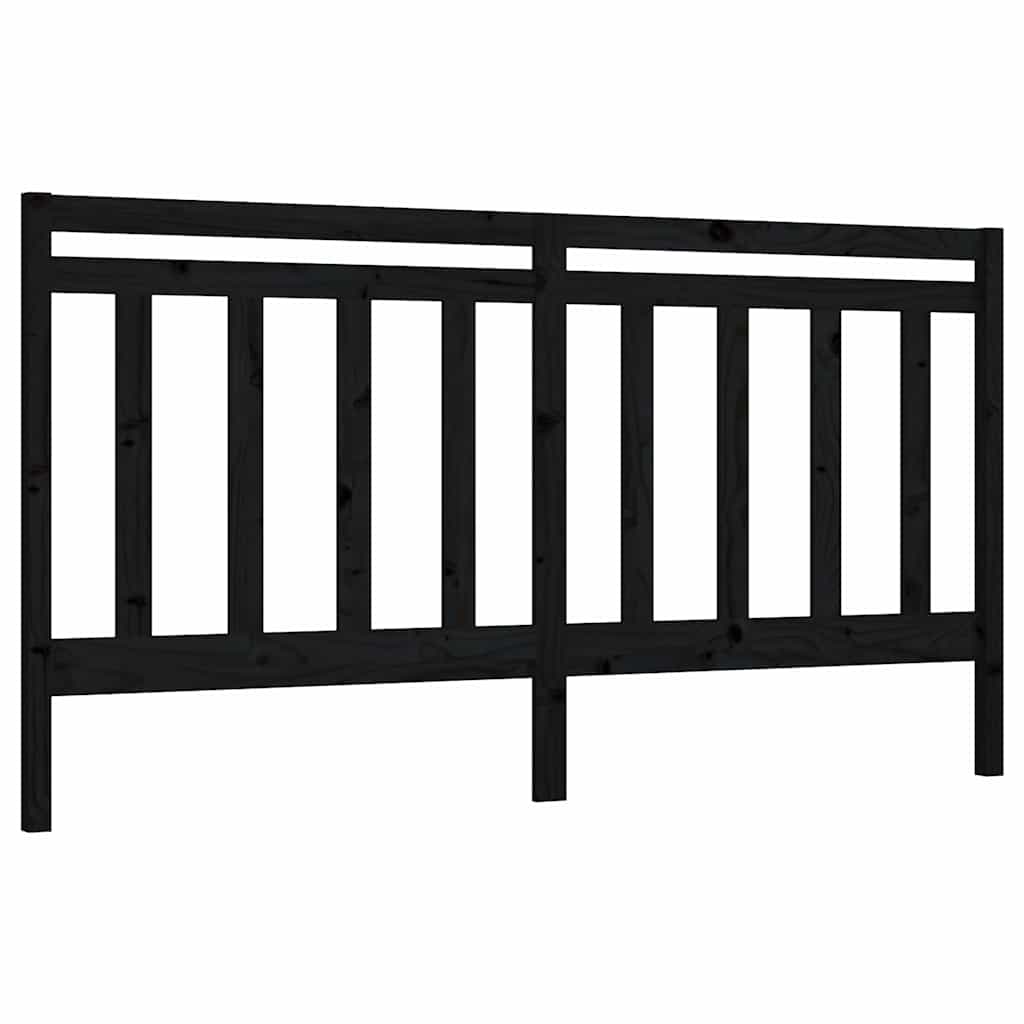 vidaXL Bed Headboard Black 206x4x100 cm Solid Wood Pine 2