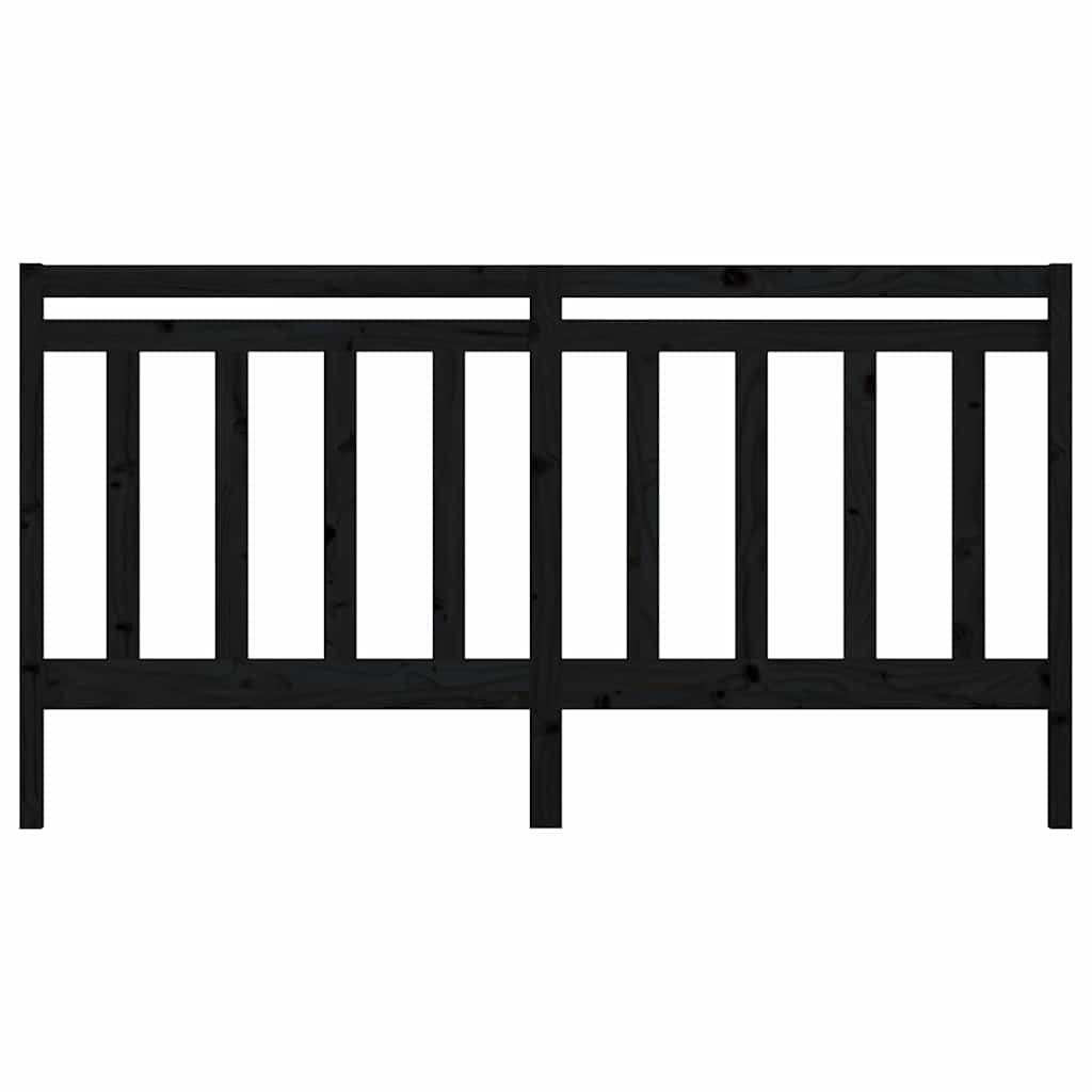 vidaXL Bed Headboard Black 206x4x100 cm Solid Wood Pine 4