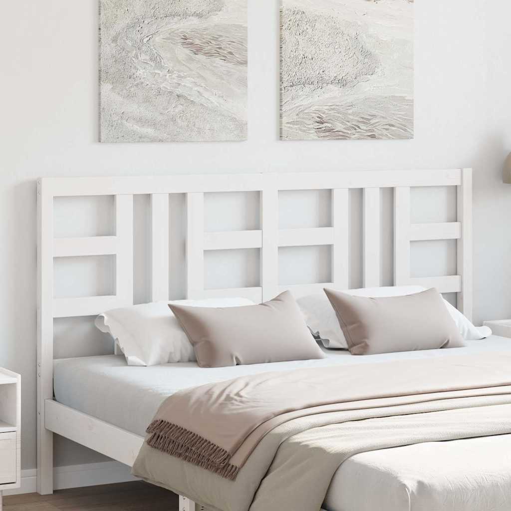 vidaXL Bed Headboard | White | Solid Pine Wood | 156x4x100 cm | Durable 3