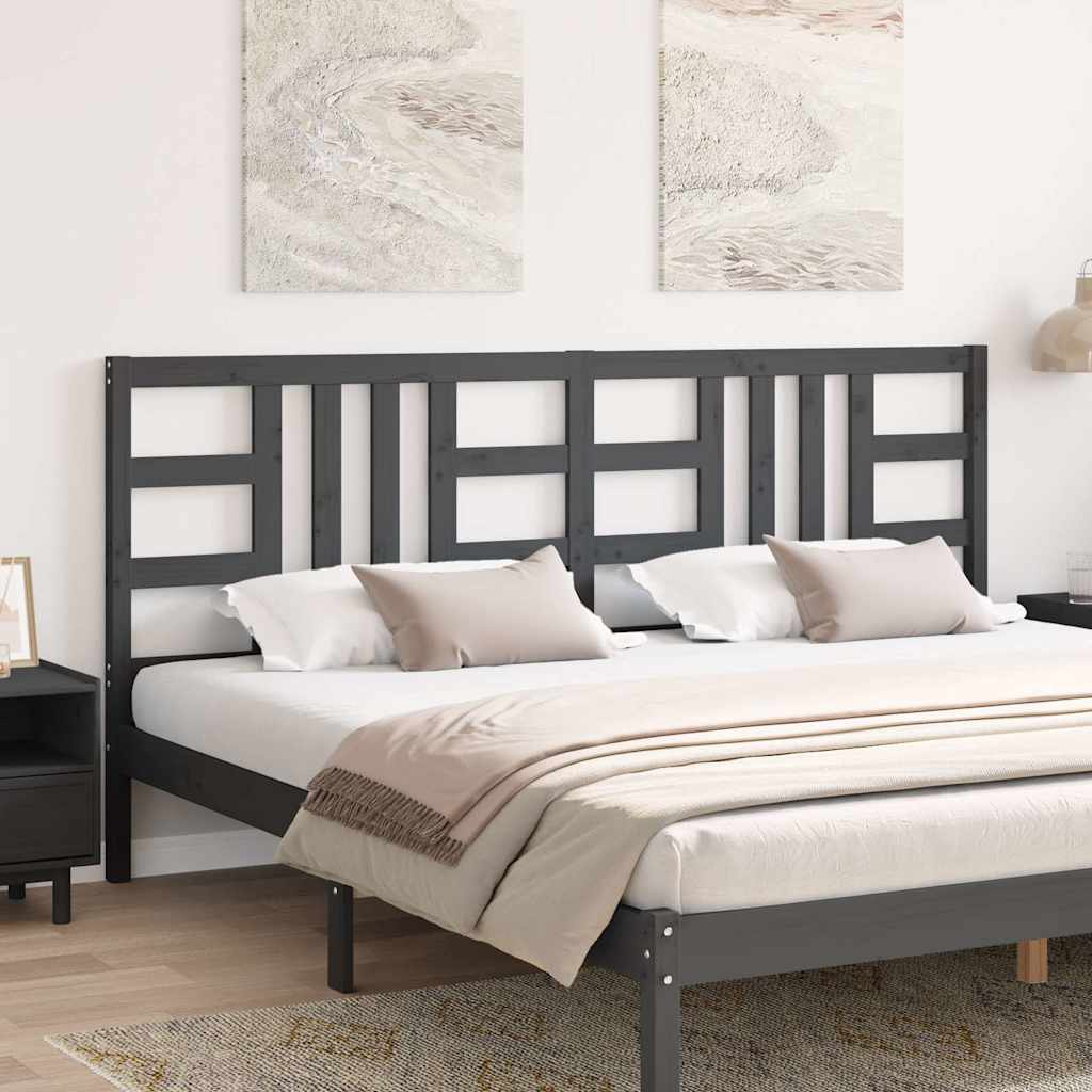 vidaXL Bed Headboard | Grey | Solid Pine Wood | 206 cm x 4 cm x 100 cm 3
