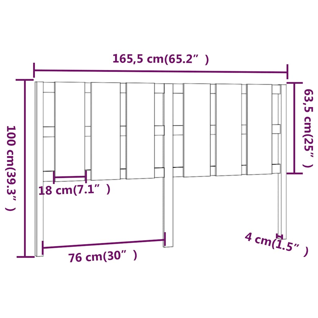 vidaXL Bed Headboard | Grey | Solid pine wood | 165.5x4x100 cm 6