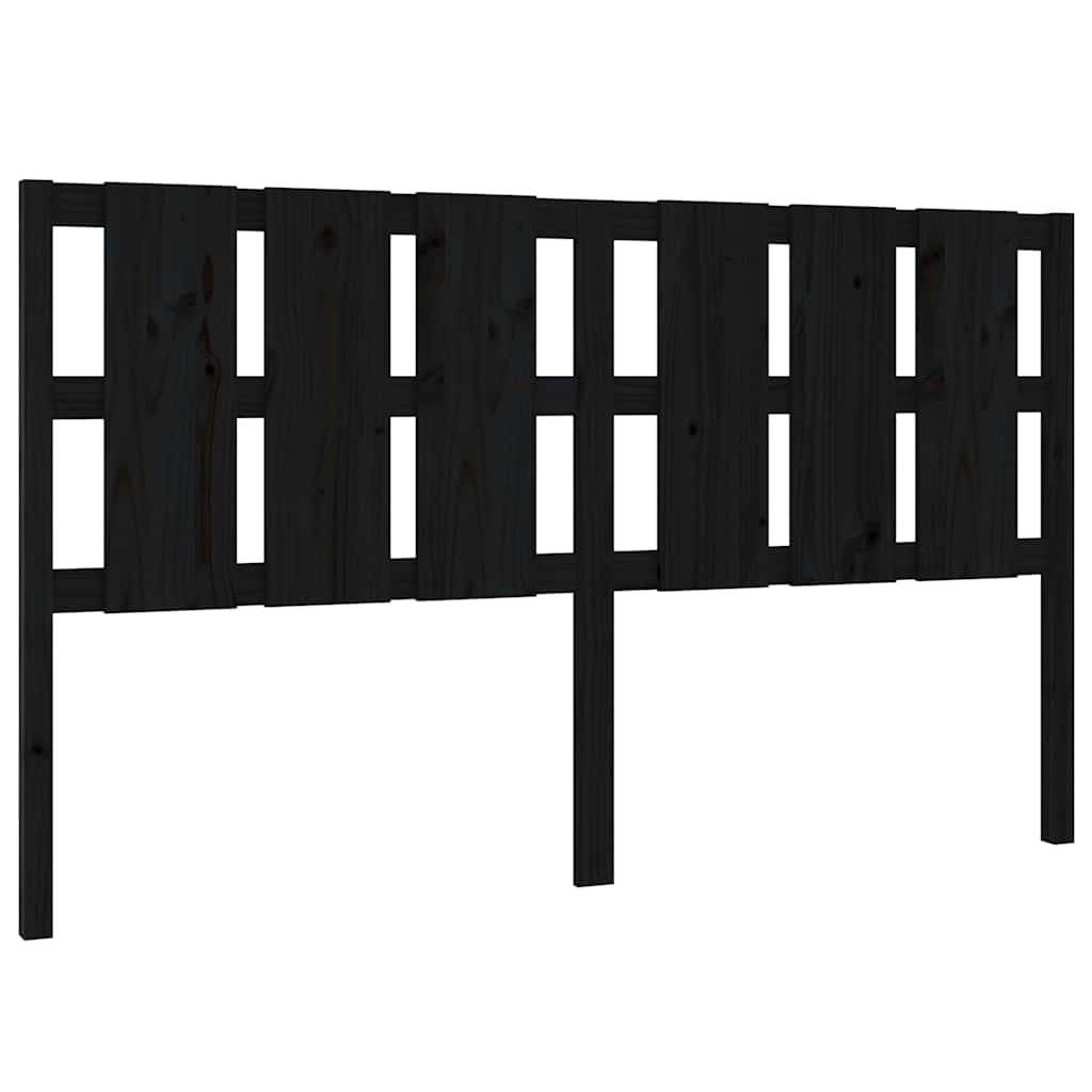 vidaXL Bed Headboard | Black | Solid pine wood | Decorative Inlays 2