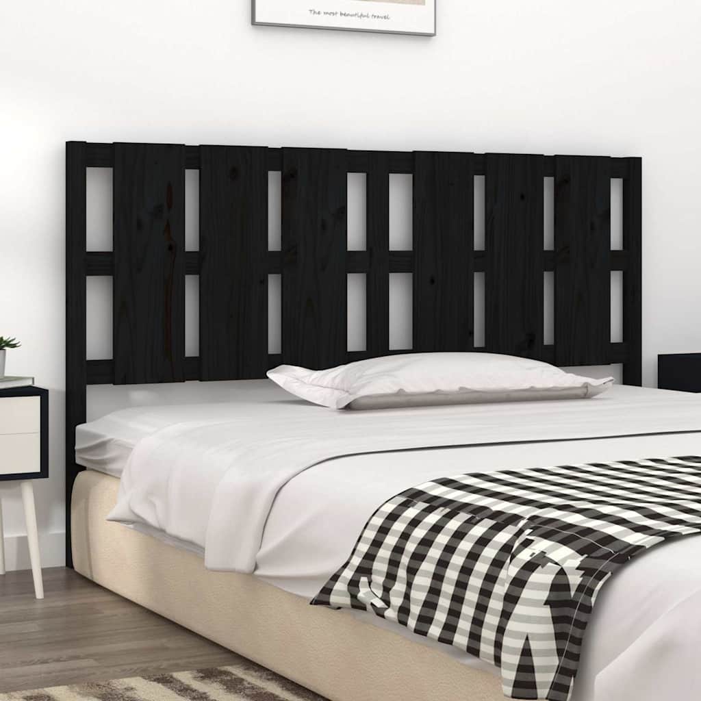 vidaXL Bed Headboard | Black | Solid pine wood | Decorative Inlays 3