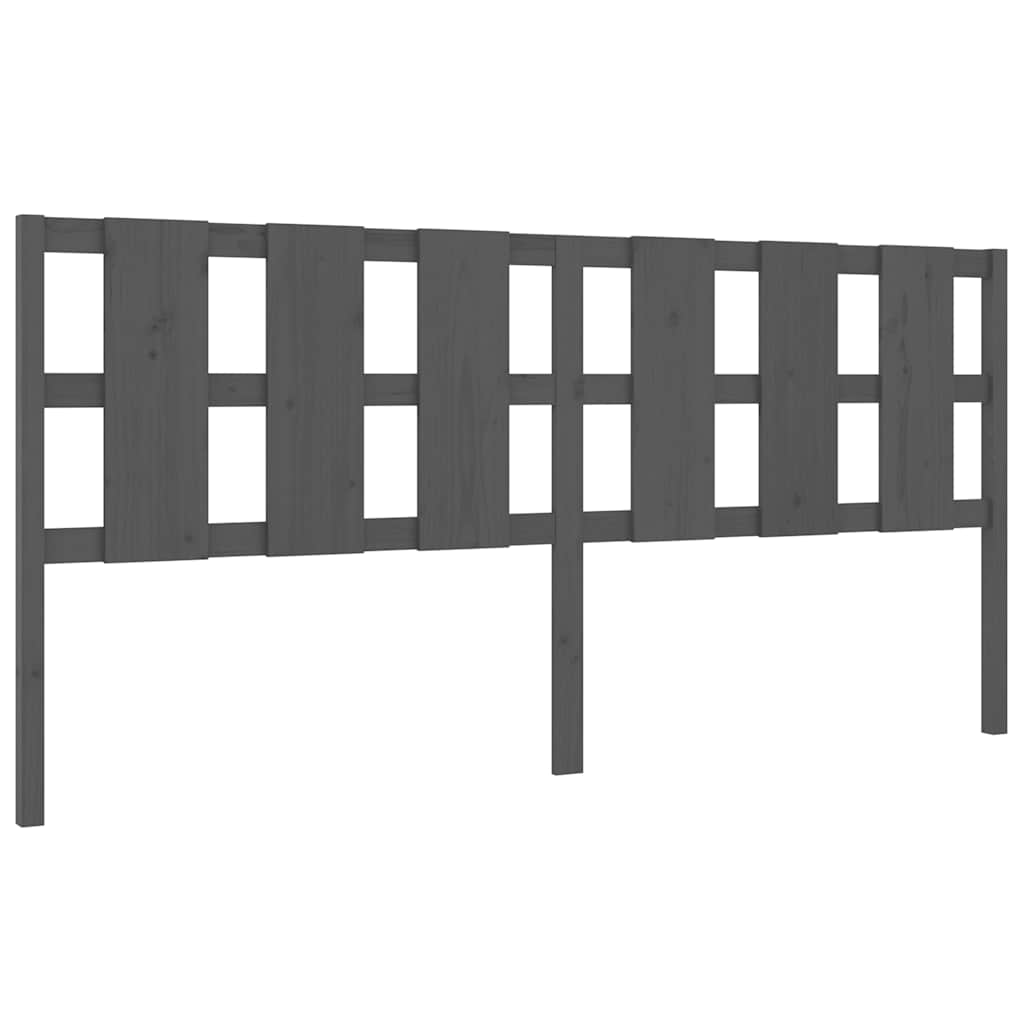 vidaXL Bed Headboard | Grey | Solid pine wood | 205.5 cm wide | Fancy Inlays 2