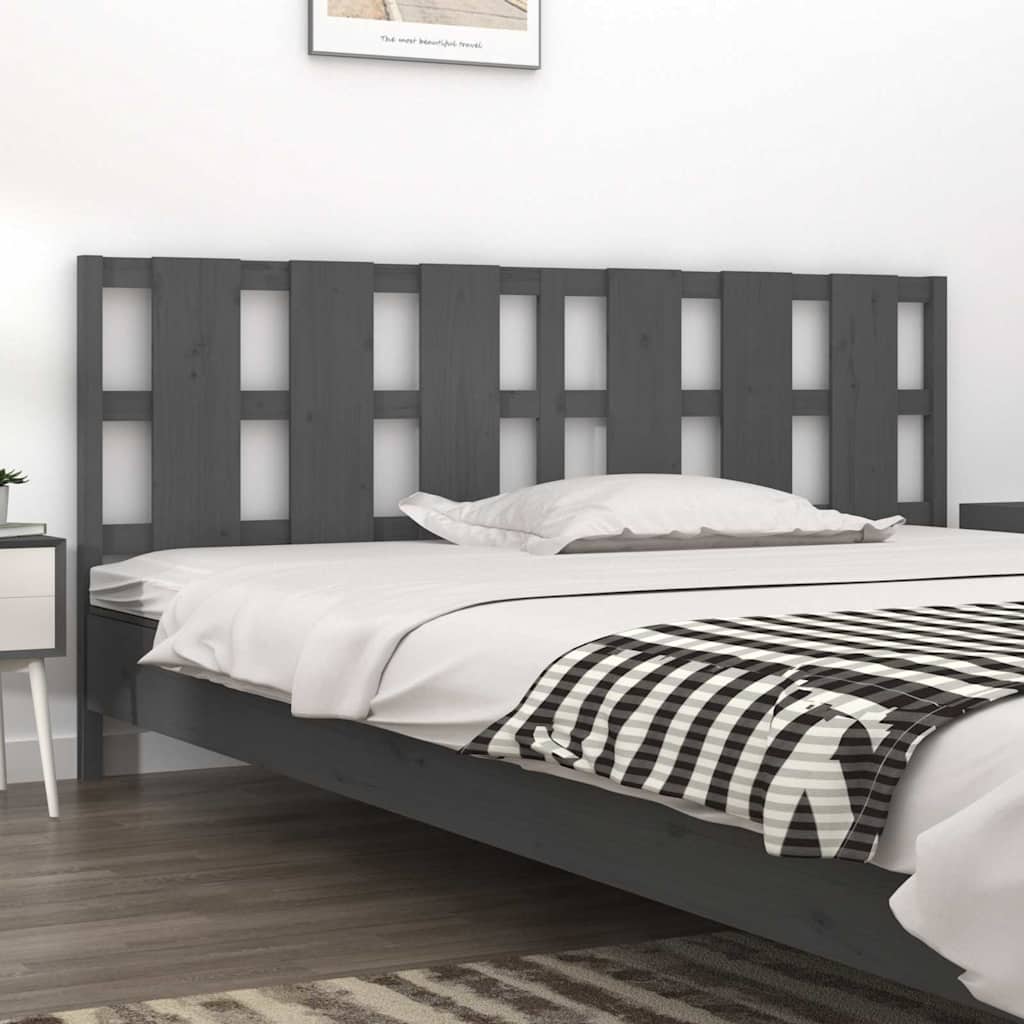 vidaXL Bed Headboard | Grey | Solid pine wood | 205.5 cm wide | Fancy Inlays 1