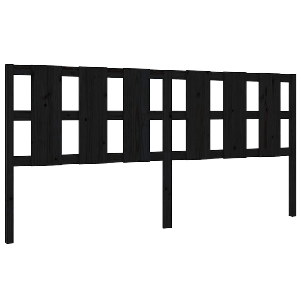 vidaXL Bed Headboard | Black | Solid pine wood | 205.5 cm wide, 100 cm tall 2