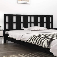vidaXL Bed Headboard | Black | Solid pine wood | 205.5 cm wide, 100 cm tall 1