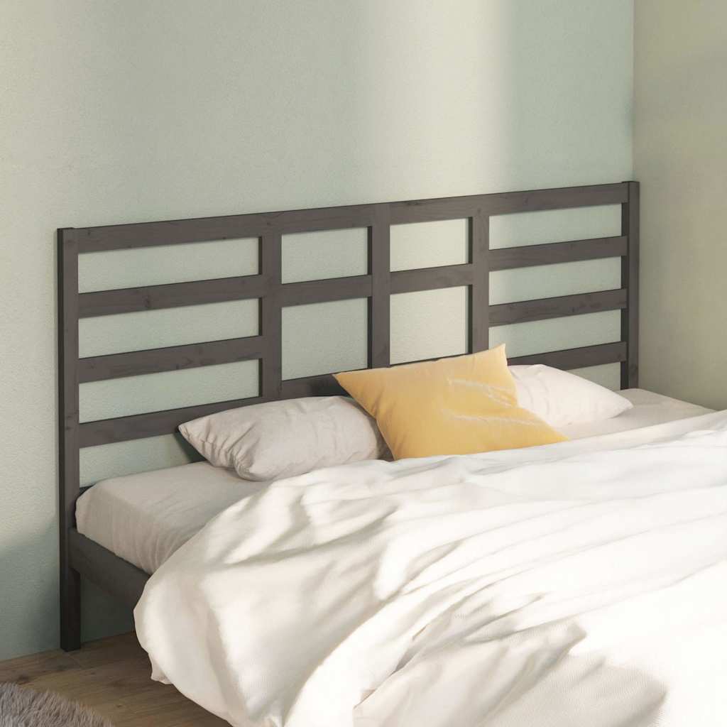 vidaXL Bed Headboard | Grey | Solid pine wood | 206 cm width 1