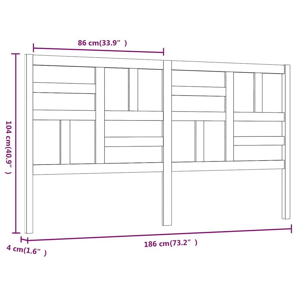 Bed Headboard 81x4x104 cm Solid Wood Pine Natural 186 x 104 cm