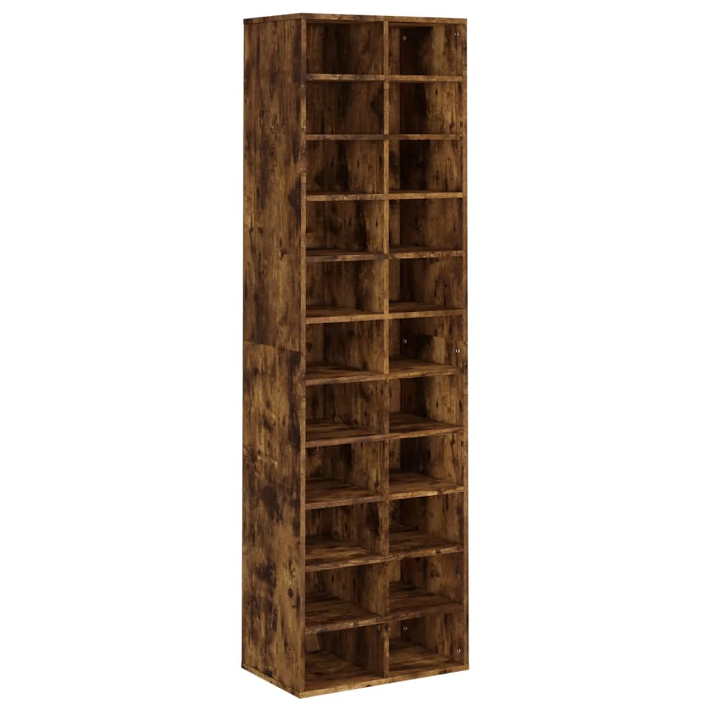 vidaXL Shoe Cabinet Smoked Oak 54x34x183 cm Engineered Wood 2