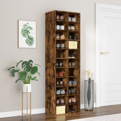 vidaXL Shoe Cabinet Smoked Oak 54x34x183 cm Engineered Wood 1