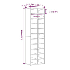 vidaXL Shoe Cabinet Grey Sonoma 54x34x183 cm Engineered Wood 6